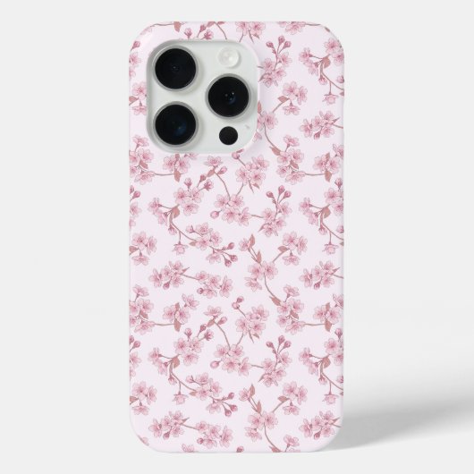 ピンクの桜のシームレスな花柄 Case-Mate iPhoneケース (裏面)