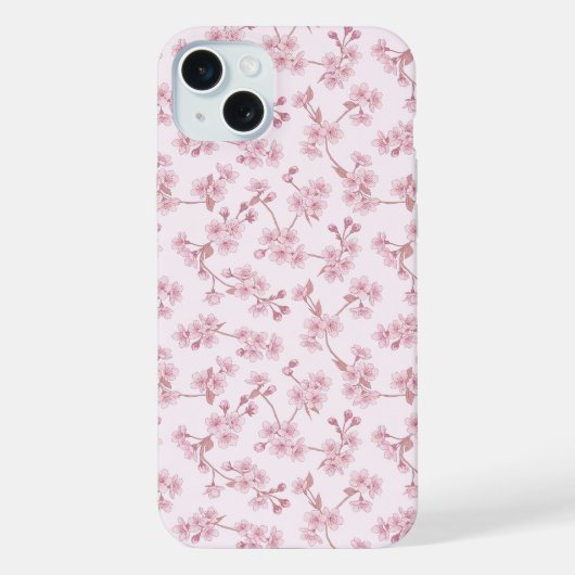 ピンクの桜のシームレスな花柄 iPhoneケース (裏面)