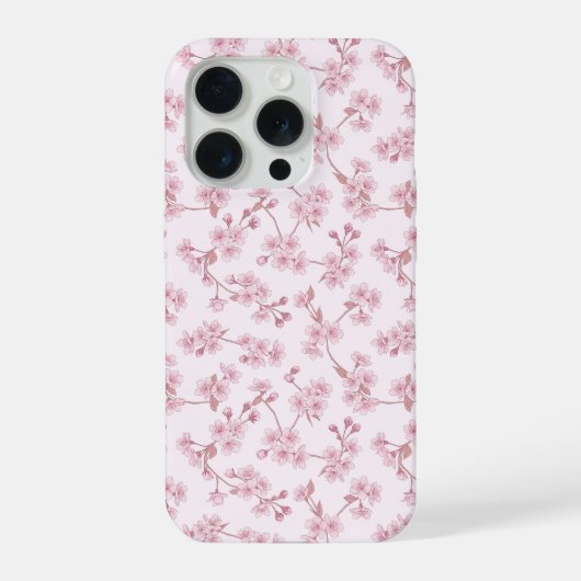 ピンクの桜のシームレスな花柄 iPhoneケース (裏面)