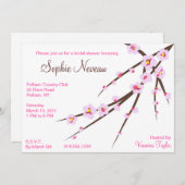 ピンクの桜のブライダルシャワーの招待 招待状 (正面/裏面)