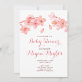 ピンクの桜のベビーシャワーの招待 招待状 (正面)