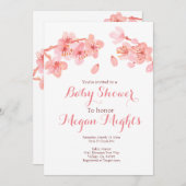 ピンクの桜のベビーシャワーの招待 招待状 (正面/裏面)
