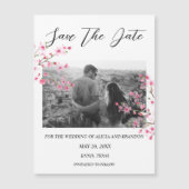 ピンクの桜の写真 ウェディング スクリプト マグネット (正面)