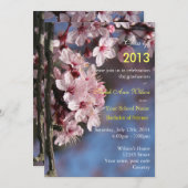 ピンクの桜の卒業パーティー 招待状 (正面/裏面)