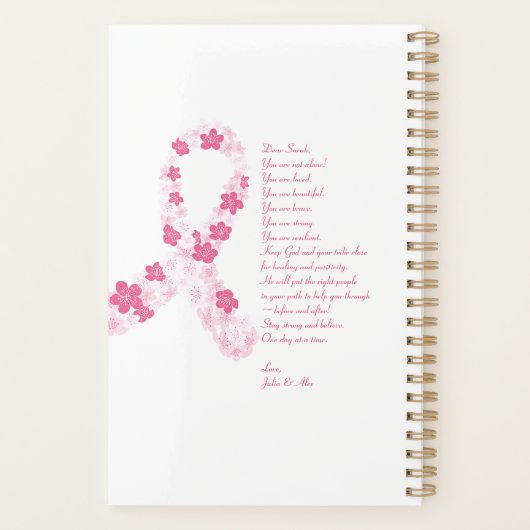 ピンクの桜の友人が乳がんを克服した人を支援 プランナー手帳 (裏面)