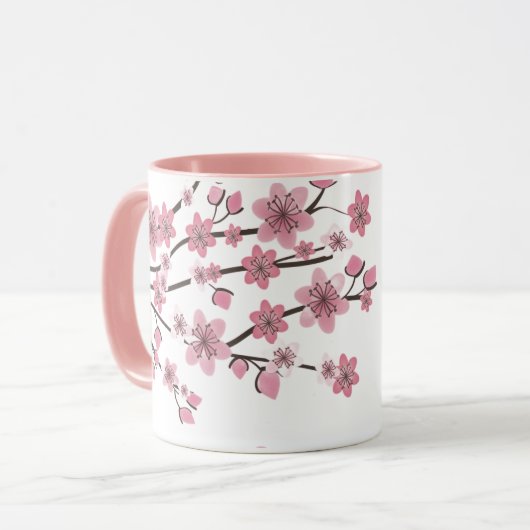 ピンクの桜の可愛い マグカップ (正面左)