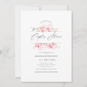 ピンクの桜の幾何学的なカップルシャワー 招待状 (正面)