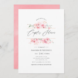 ピンクの桜の幾何学的なカップルシャワー 招待状