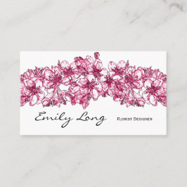 ピンクの桜の整理のスケッチのデザイン 名刺
