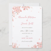 ピンクの桜の日本のな桜は日付を救います 招待状 (正面)