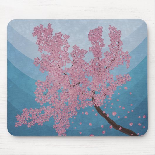 ピンクの桜の春のイラストレーション マウスパッド (正面)