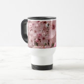 ピンクの桜の春の愛を描いたマグカップ トラベルマグ (正面左)
