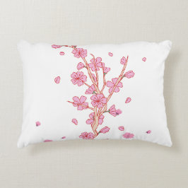 ピンクの桜の枝アート アクセントクッション