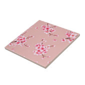 ピンクの桜の枝模様 タイル (側面)