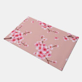 ピンクの桜の枝模様 ドアマット (アングル)