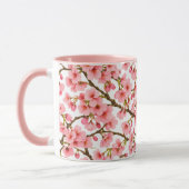 ピンクの桜の枝模様 マグカップ (左)