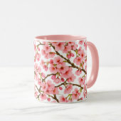ピンクの桜の枝模様 マグカップ (正面右)