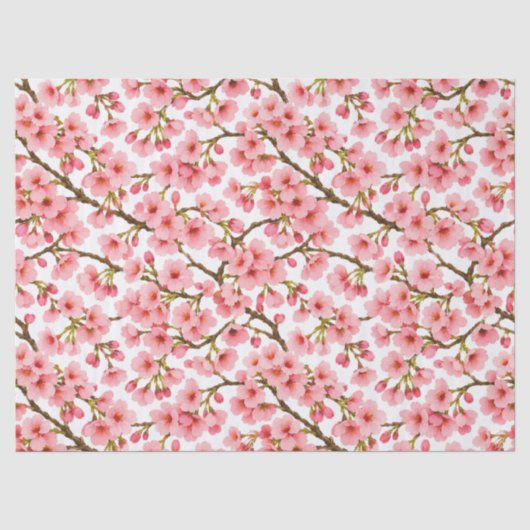 ピンクの桜の枝模様 薄葉紙 (正面)