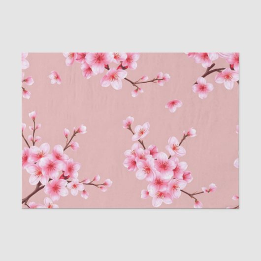 ピンクの桜の枝模様 薄葉紙 (正面)