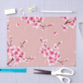 ピンクの桜の枝模様 薄葉紙 (クラフト)