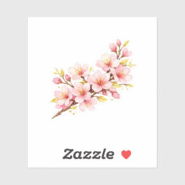 ピンクの桜の枝 ゴールドアクセント シール