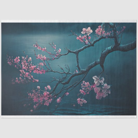 ピンクの桜の枝、チャイニーズデコ 薄葉紙 (正面)
