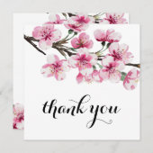 ピンクの桜の植物学的なブライズシャワー サンキューカード (正面/裏面)