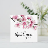 ピンクの桜の植物学的なブライズシャワー サンキューカード (スタンド正面)
