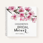 ピンクの桜の植物学的なブライズシャワー ノートブック (正面)
