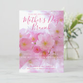 ピンクの桜の母の日ブランチ招待状 招待状 (スタンド正面)