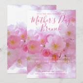 ピンクの桜の母の日ブランチ招待状 招待状 (正面/裏面)