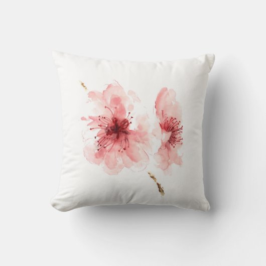 ピンクの桜の白く装飾的な枕桜 クッション (正面)