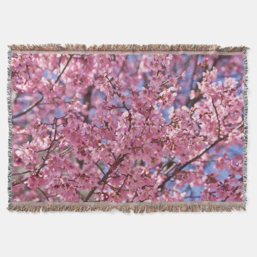 ピンクの桜の空 スローブランケット (正面)