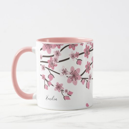 ピンクの桜の素敵な名前 マグカップ (左)
