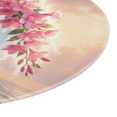 ピンクの桜の花と海の波のシュールレアリズム カッティングボード (角)