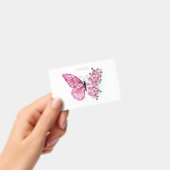 ピンクの桜の花と蝶 バッジ (手持ち)