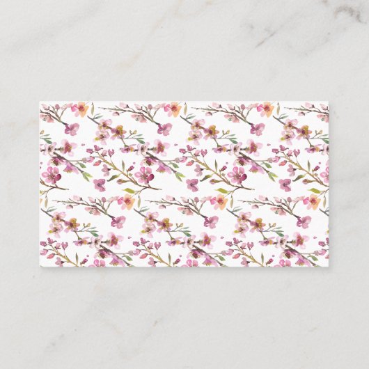 ピンクの桜の花のウェディングエスコートカード プレイスカード (裏面)