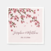 ピンクの桜の花のウェディング スタンダードカクテルナプキン (正面)