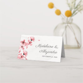 ピンクの桜の花のウェディング フローラル プレイスクカード プレイスカード
