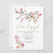 ピンクの桜の花のエンゲージメントパーティー 招待状 (正面)