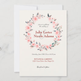 ピンクの桜の花のシャワー ウェディング 招待状