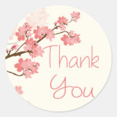 ピンクの桜の花のシールをありがとう ラウンドシール (正面)