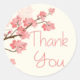 ピンクの桜の花のシールをありがとう ラウンドシール