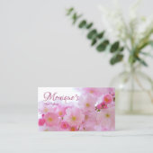 ピンクの桜の花のビジネスカード 名刺 (スタンド正面)