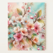 ピンクの桜の花のフラワーウォーターカラーモノグラム プランナー手帳 (裏面)