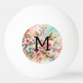 ピンクの桜の花のフラワーウォーターカラーモノグラム 卓球ボール (裏面)