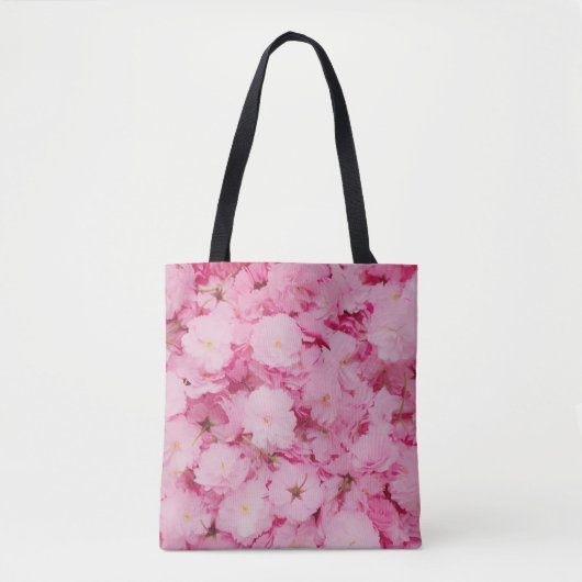 ピンクの桜の花のフラワーボタニカル トートバッグ (正面)