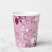 ピンクの桜の花のブライズシャワー 紙コップ (裏面)