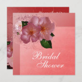 ピンクの桜の花のブライダルシャワー招待状 招待状 (正面/裏面)