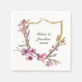 ピンクの桜の花のロマンティックな結婚式 スタンダードカクテルナプキン